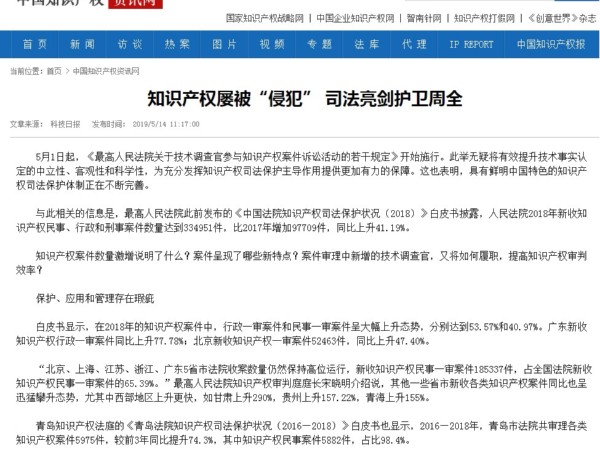 知識產(chǎn)權屢被“侵犯” 司法亮劍護衛周全